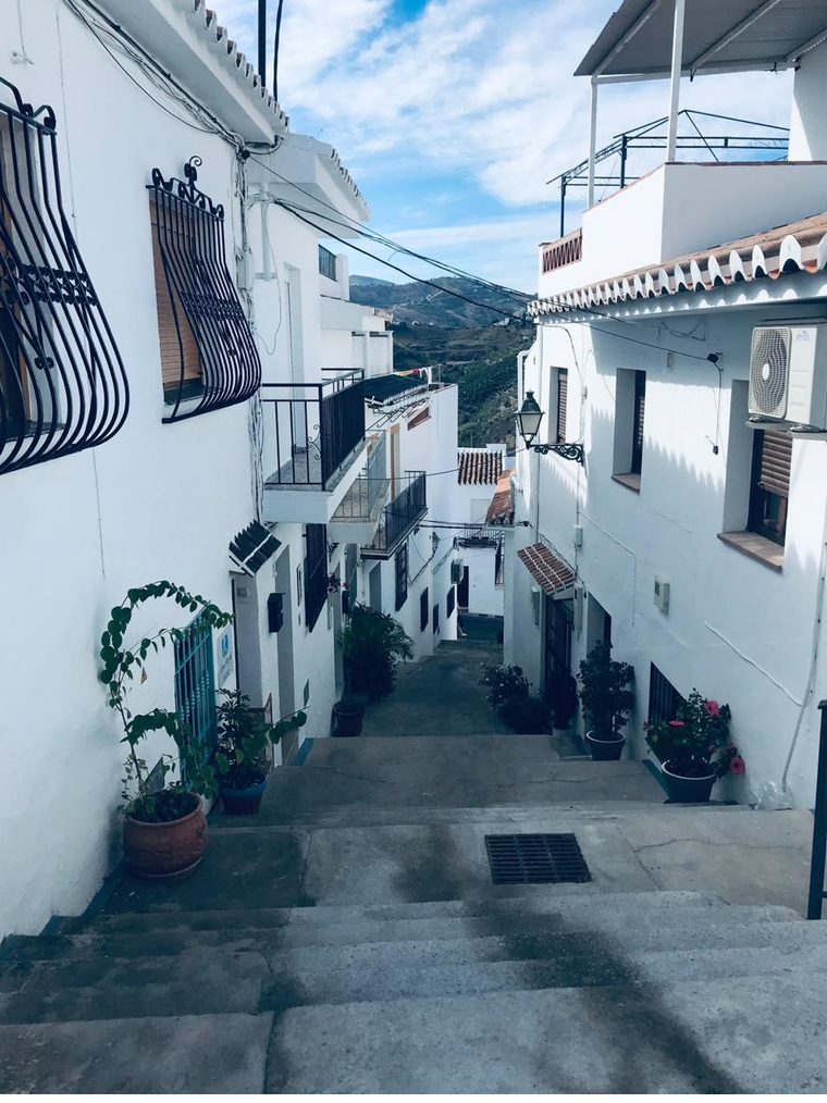 Ruelle blanchie à la chaux dans un village andalou de la province de Málaga